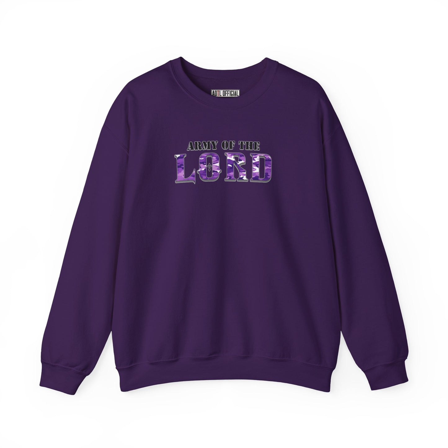 Purple Camo Army of the Lord Unisex Heavy Blend™ Crewneck Sweatshirt