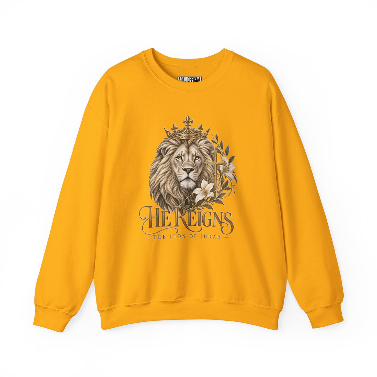 Lion of Judah — He Reigns Christian Sweatshirt