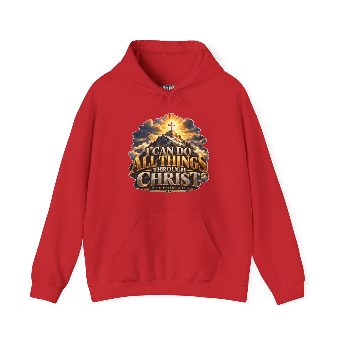 I Can Do All Things Through Christ – Philippians 4:13 Mountain Cross Design Christian Hoodie