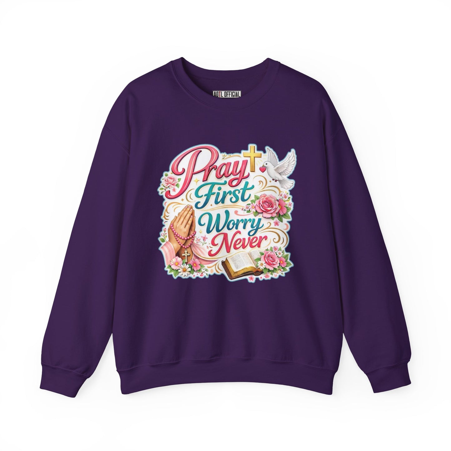 Pray First, Worry Never Unisex Heavy Blend™ Crewneck Sweatshirt