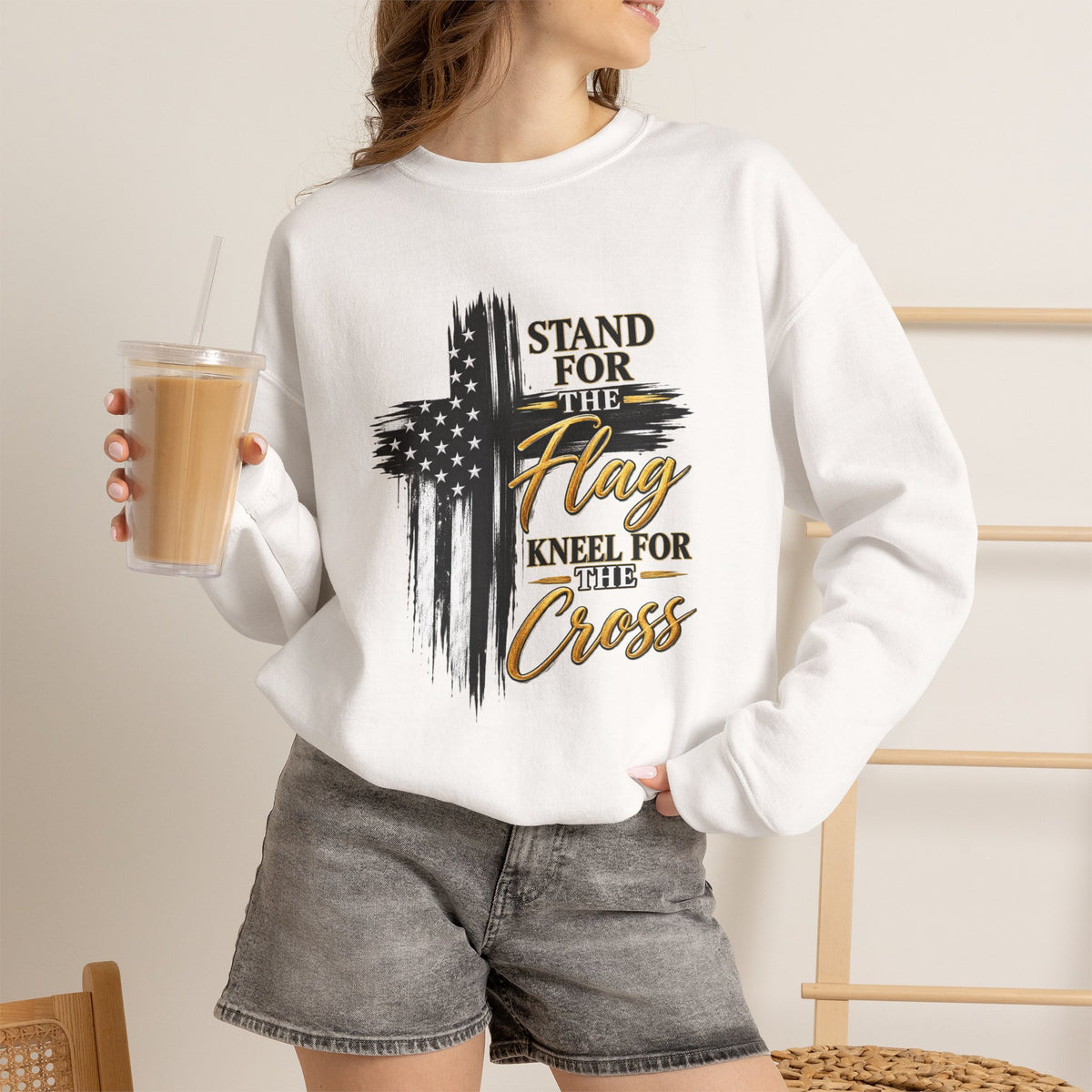 Stand for the Flag, Kneel for the Cross Christian Sweatshirt