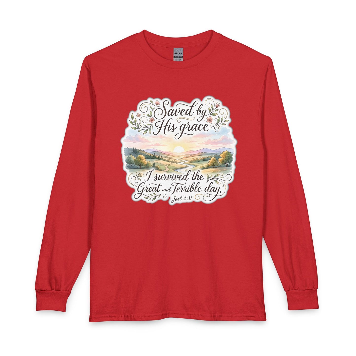Grace Beyond the Horizon – I Survived the Great and Terrible Day (Joel 2:31) Christian Long Sleeve Shirt