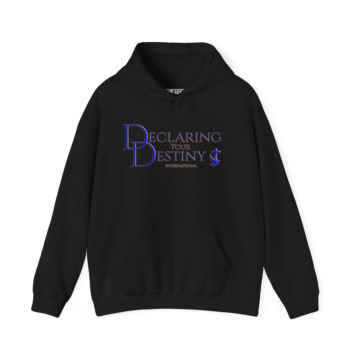 Declaring Your Destiny Blue & Gold logo/ Philippians 4:13  Unisex Heavy Blend™ Hooded Sweatshirt