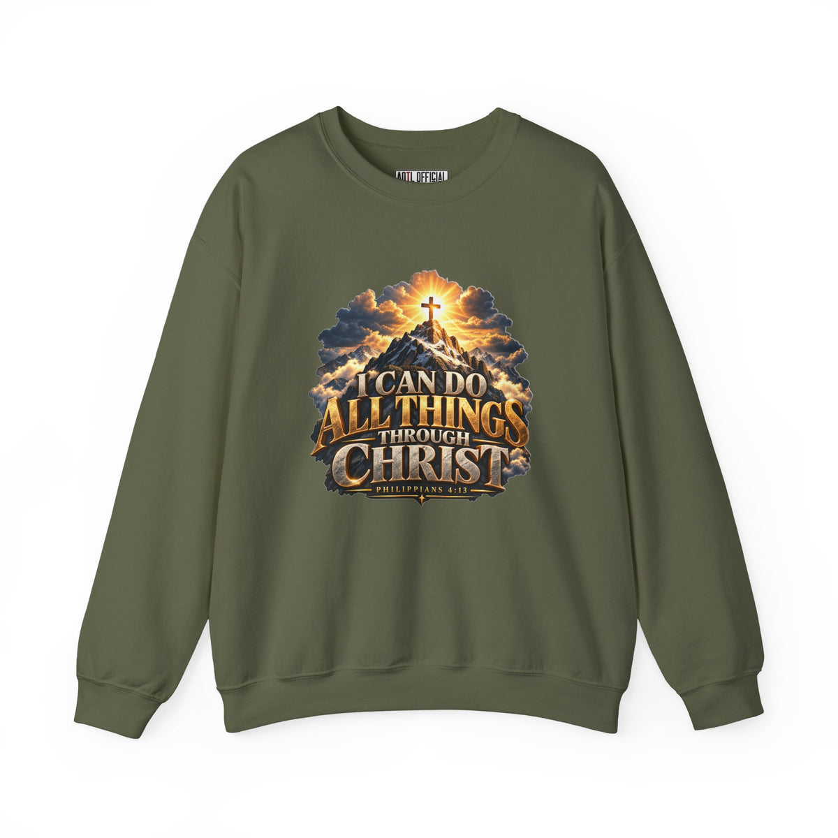 I Can Do All Things Through Christ – Philippians 4:13 Mountain Cross Design Christian  Sweatshirt