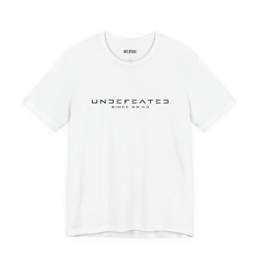 Undefeated Since 33 AD Modern Script unisex Christian t-shirt faith-inspired design
