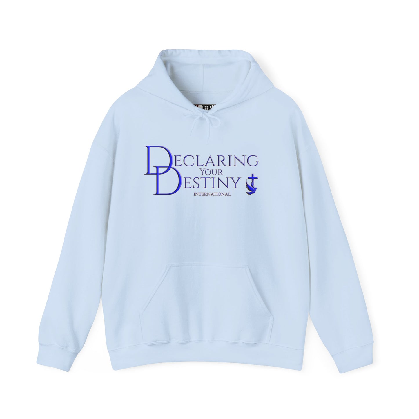 Declaring Your Destiny Blue & Gold logo/ Philippians 4:13  Unisex Heavy Blend™ Hooded Sweatshirt