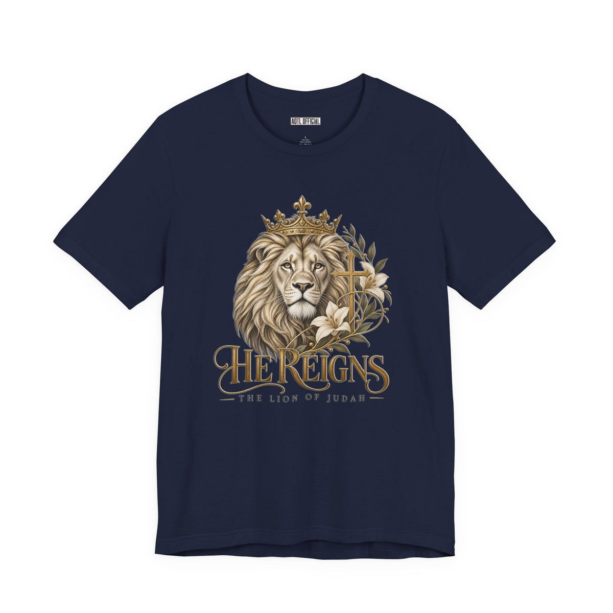 Lion of Judah — He Reigns Christian T-shirt