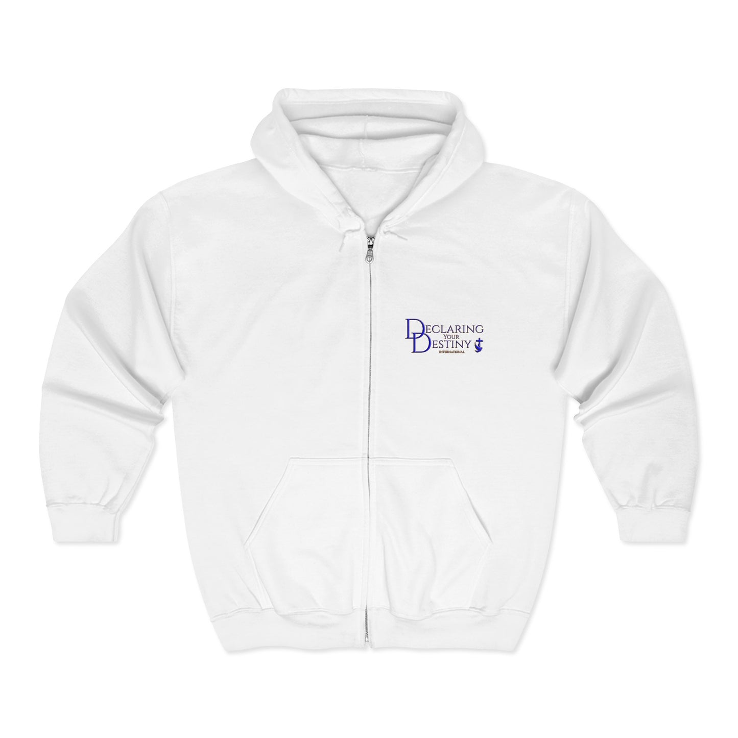 Men's DYD  2 Sided Full-Zip Sweatshirt featuring the Blue and Gold DYD logo front, In Crowd logo on back