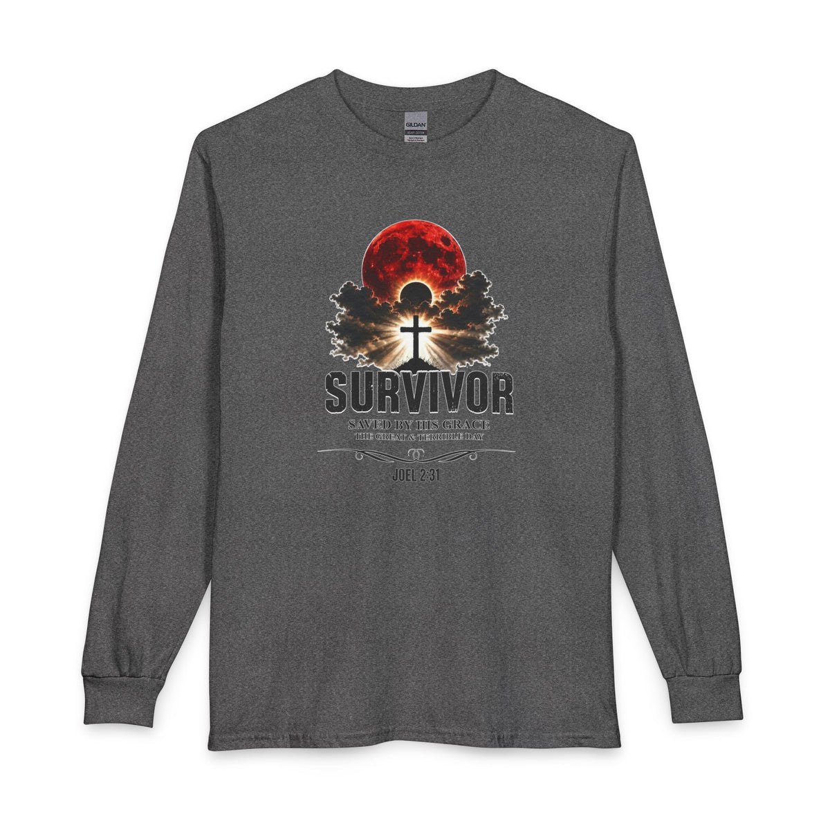 Survivor - Saved by His Grace (Joel 2:31) Christian Long Sleeve Shirt