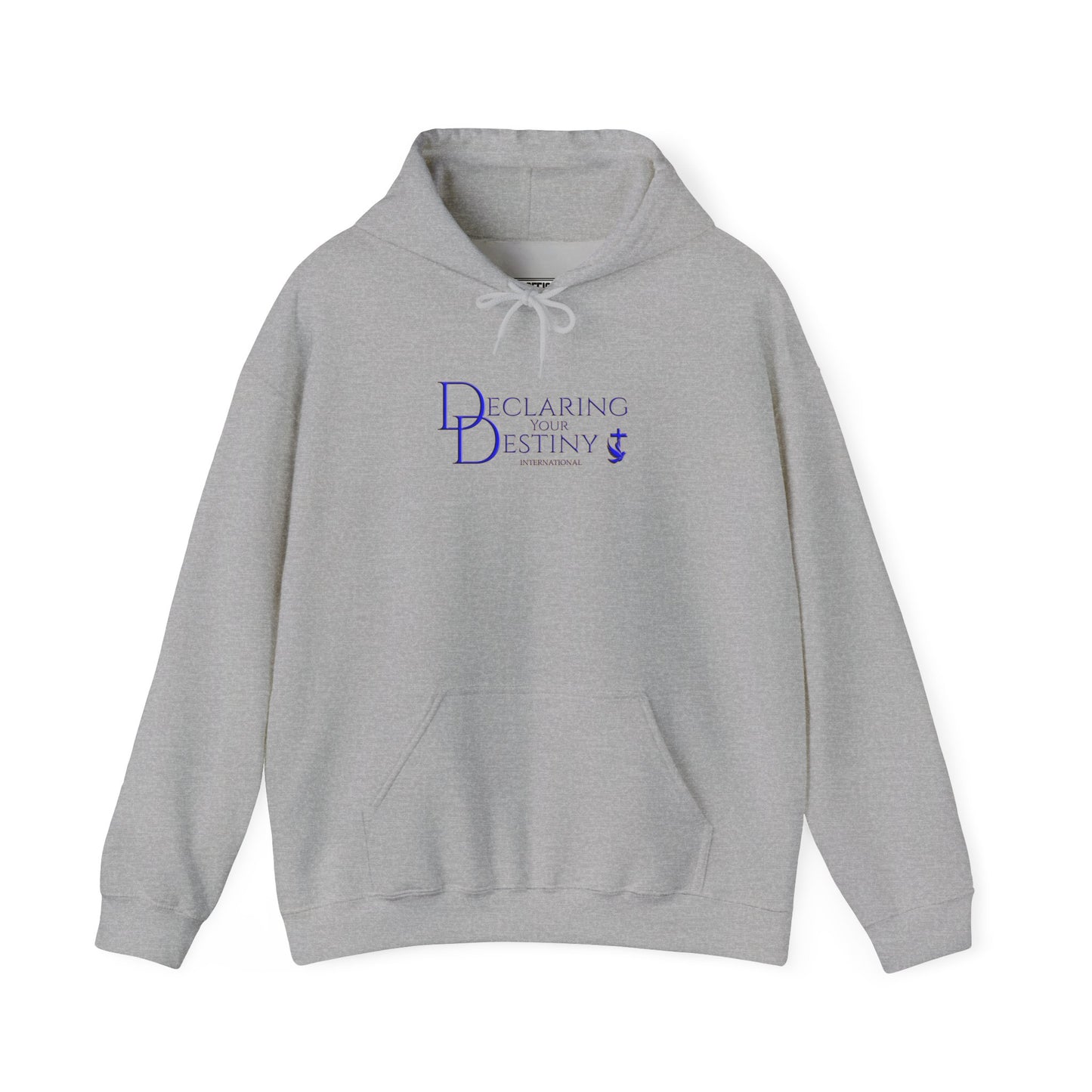 Declaring Your Destiny Blue & Gold logo/ Alpha & Omega Jesu Walking On Water Unisex Heavy Blend™ Hooded Sweatshirt