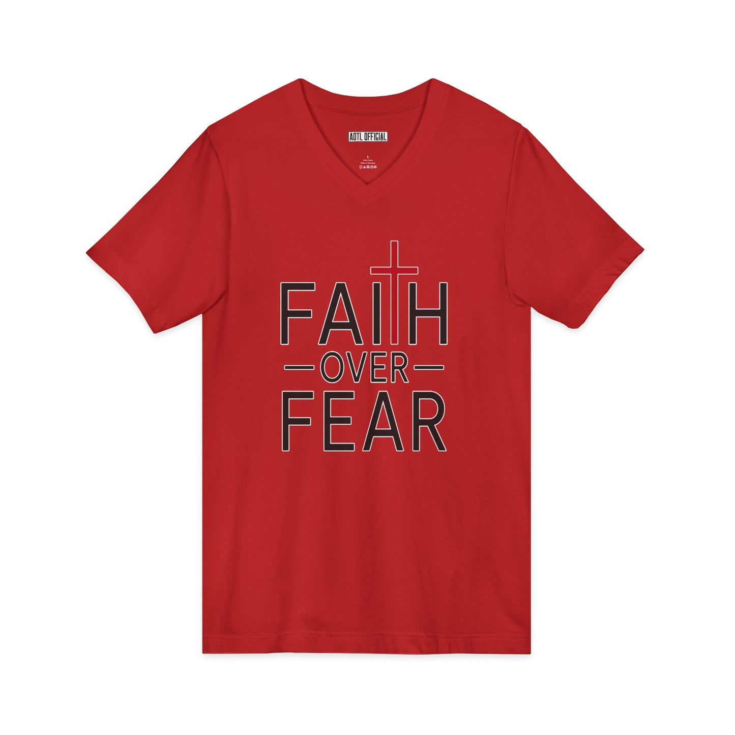 Faith Over Fear Christian V-Neck Tee
