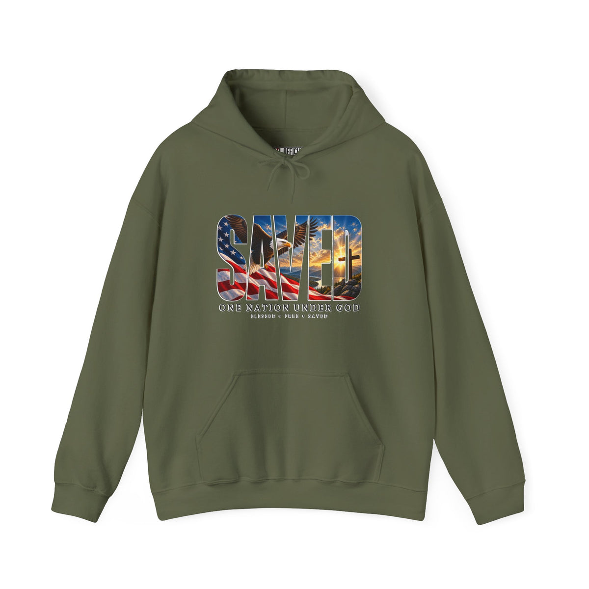 Saved-One Nation Under God Christian Hoodie