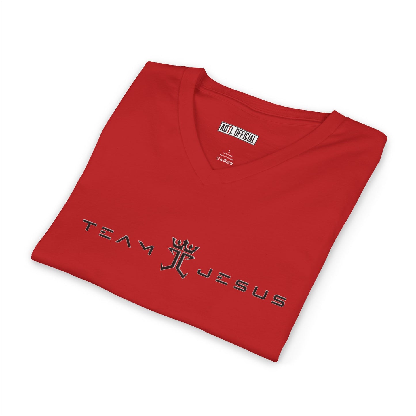 Team Jesus Modern Script Christian V-Neck Tee