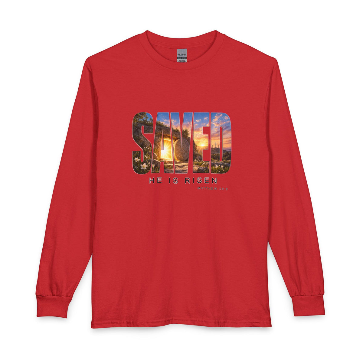 Saved-He Is Risen Christian Long Sleeve Shirt