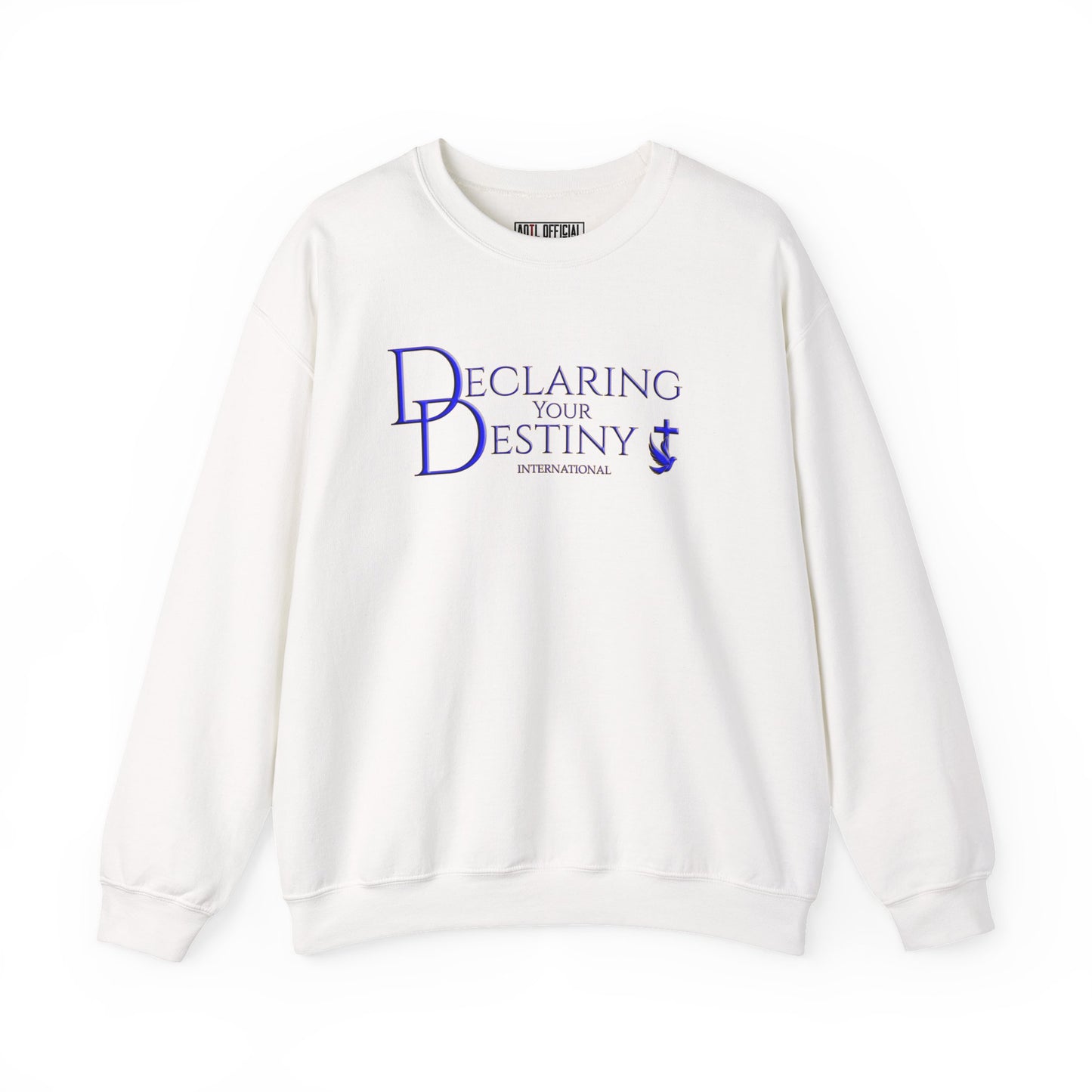 Declaring Your Destiny Blue & Gold Logo/ Romans 8:31 Unisex Heavy Blend™ Crewneck Sweatshirt