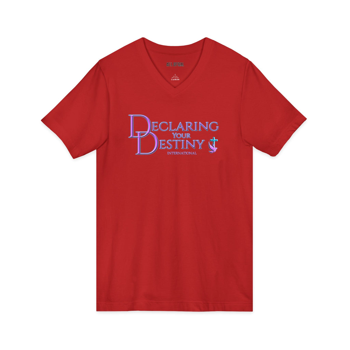 DYD logo in Lilac and Teal  V-Neck Tee