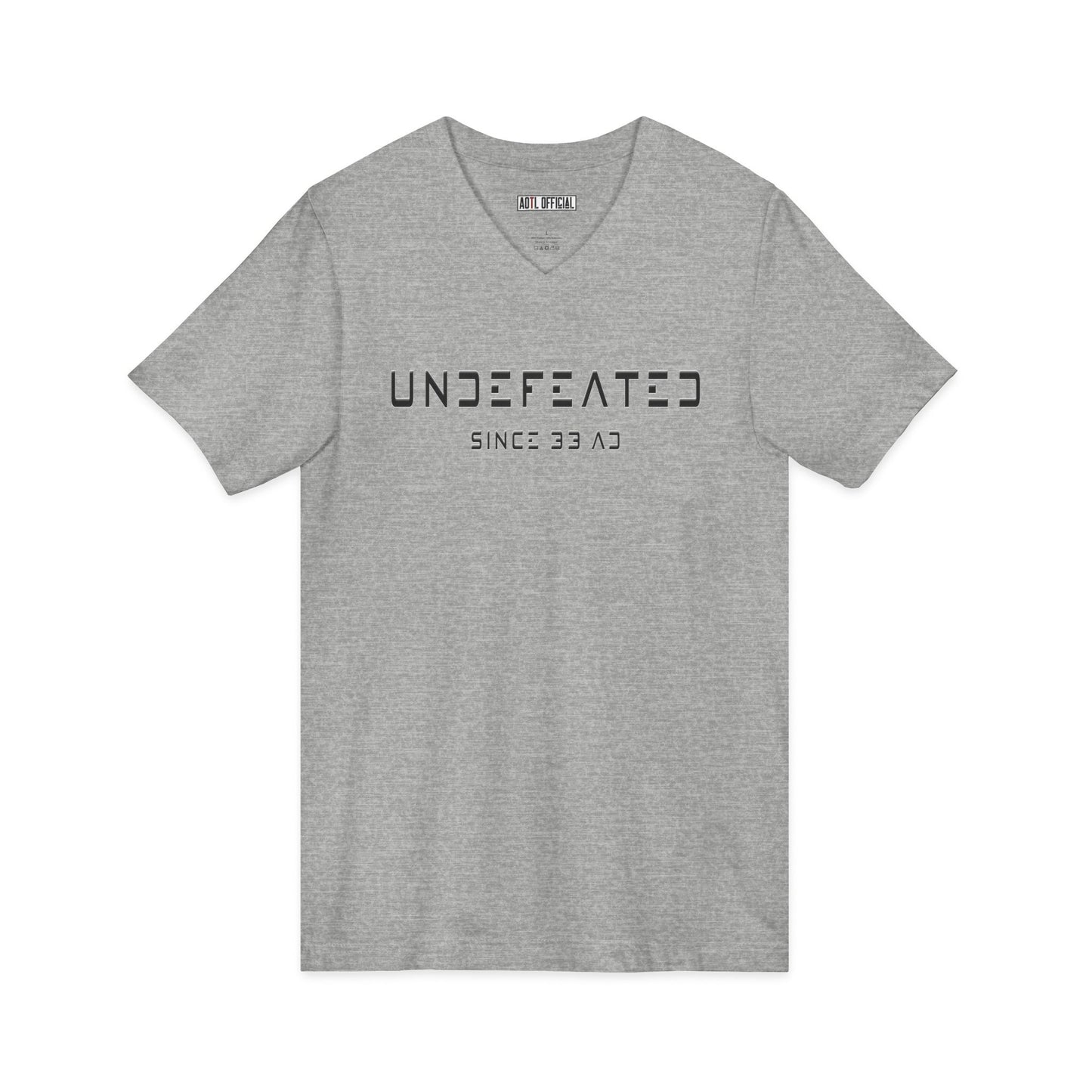 Undefeated Since 33 AD Modern Script Christian V-Neck Tee