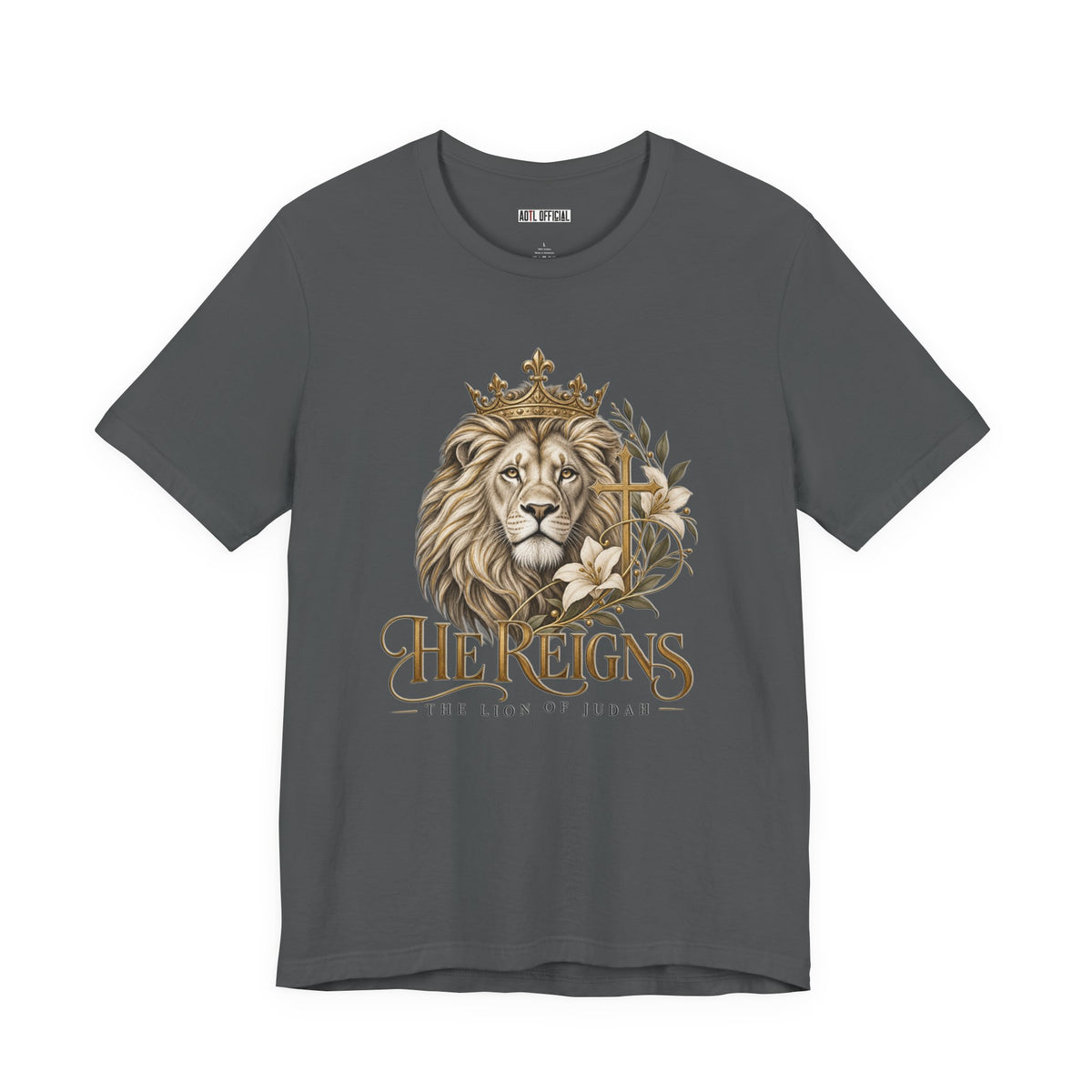 Lion of Judah — He Reigns Christian T-shirt