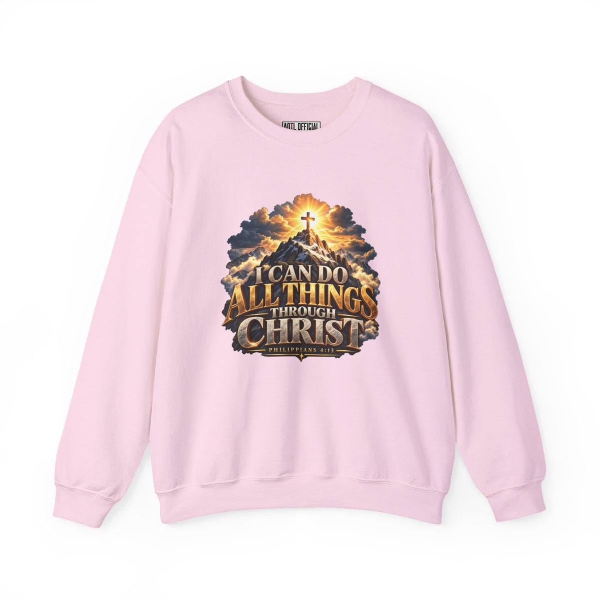 I Can Do All Things Through Christ – Philippians 4:13 Mountain Cross Design Christian  Sweatshirt
