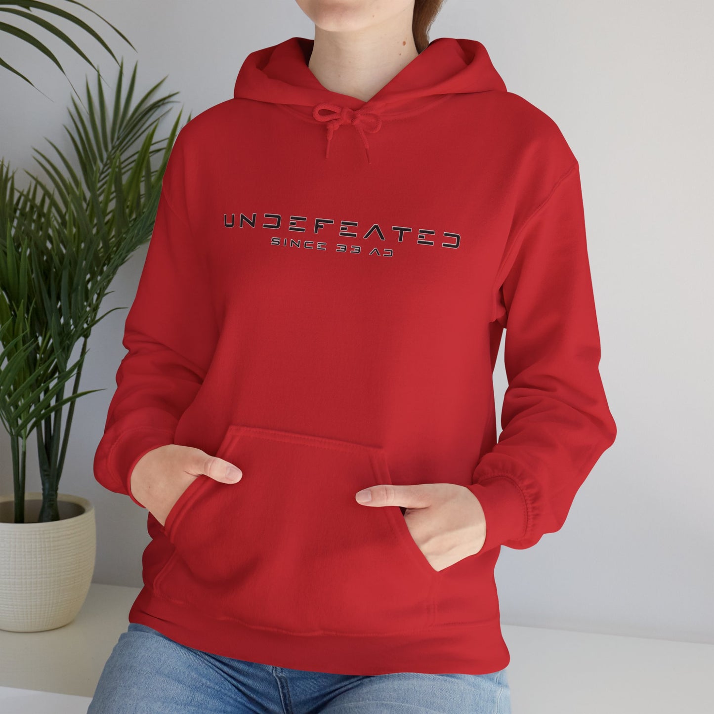 Undefeated Since 33 AD Modern Script Christian Hoodie