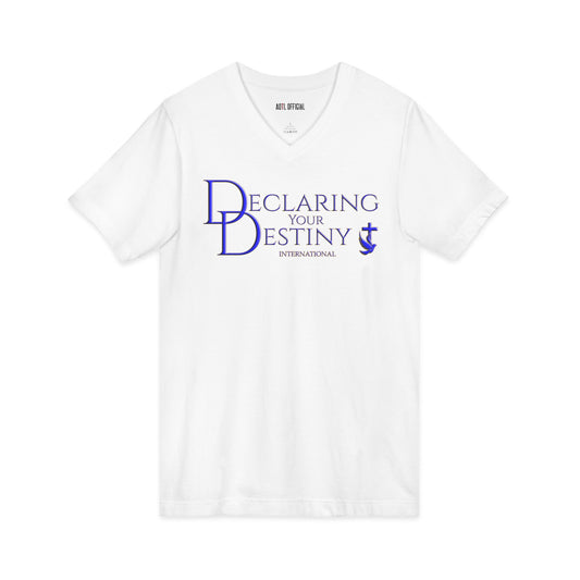 DYD logo in Blue and Gold  V-Neck Tee