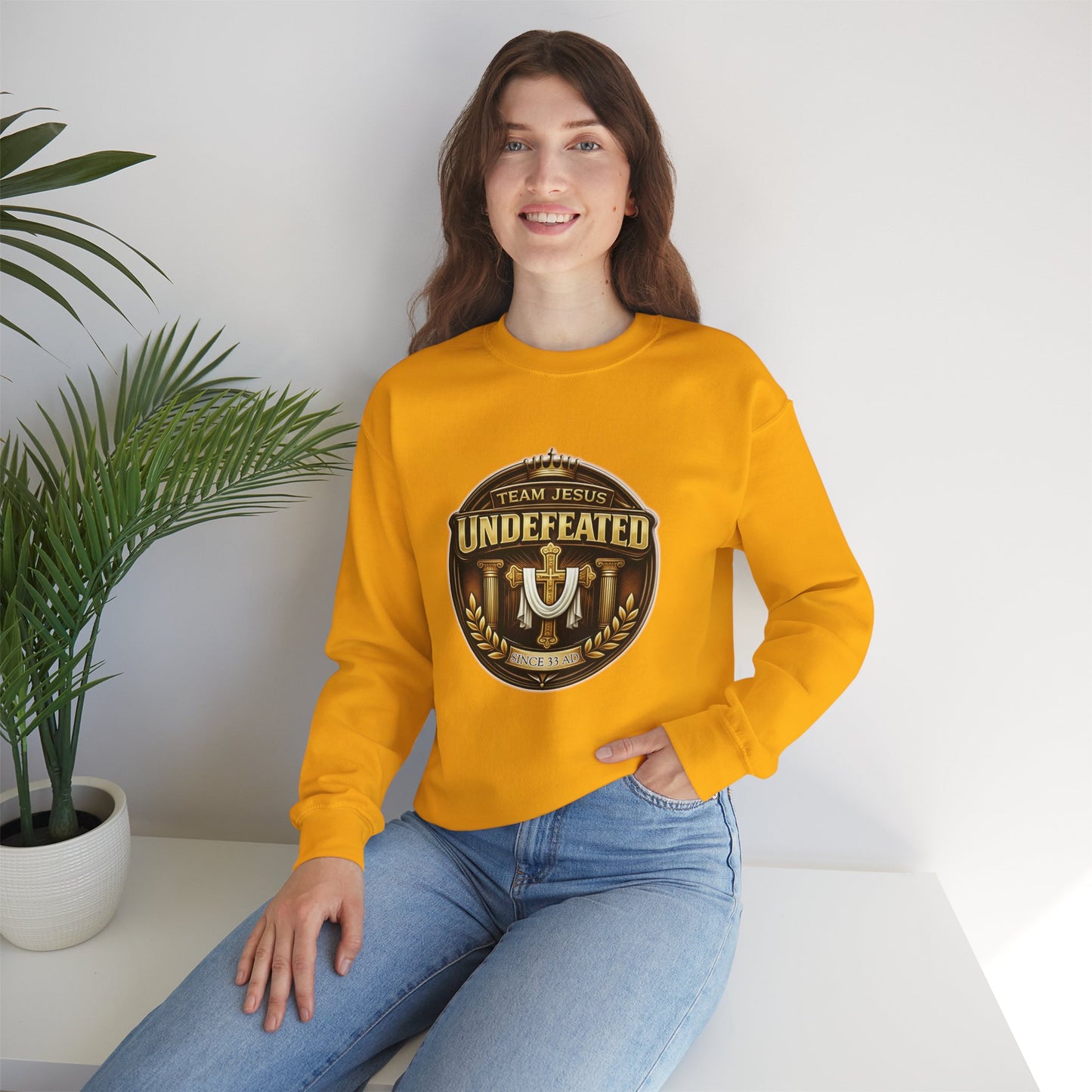 Team Jesus, Undefeated Since 33 AD Heavy Blend™ Crewneck Sweatshirt