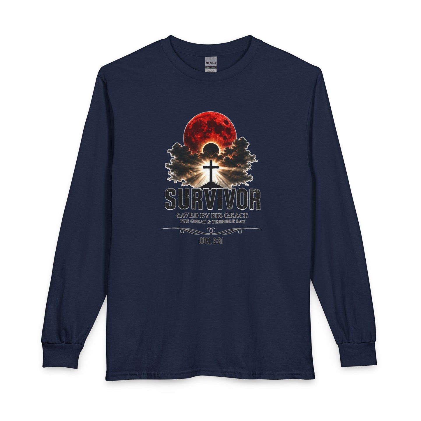 Survivor - Saved by His Grace (Joel 2:31) Christian Long Sleeve Shirt