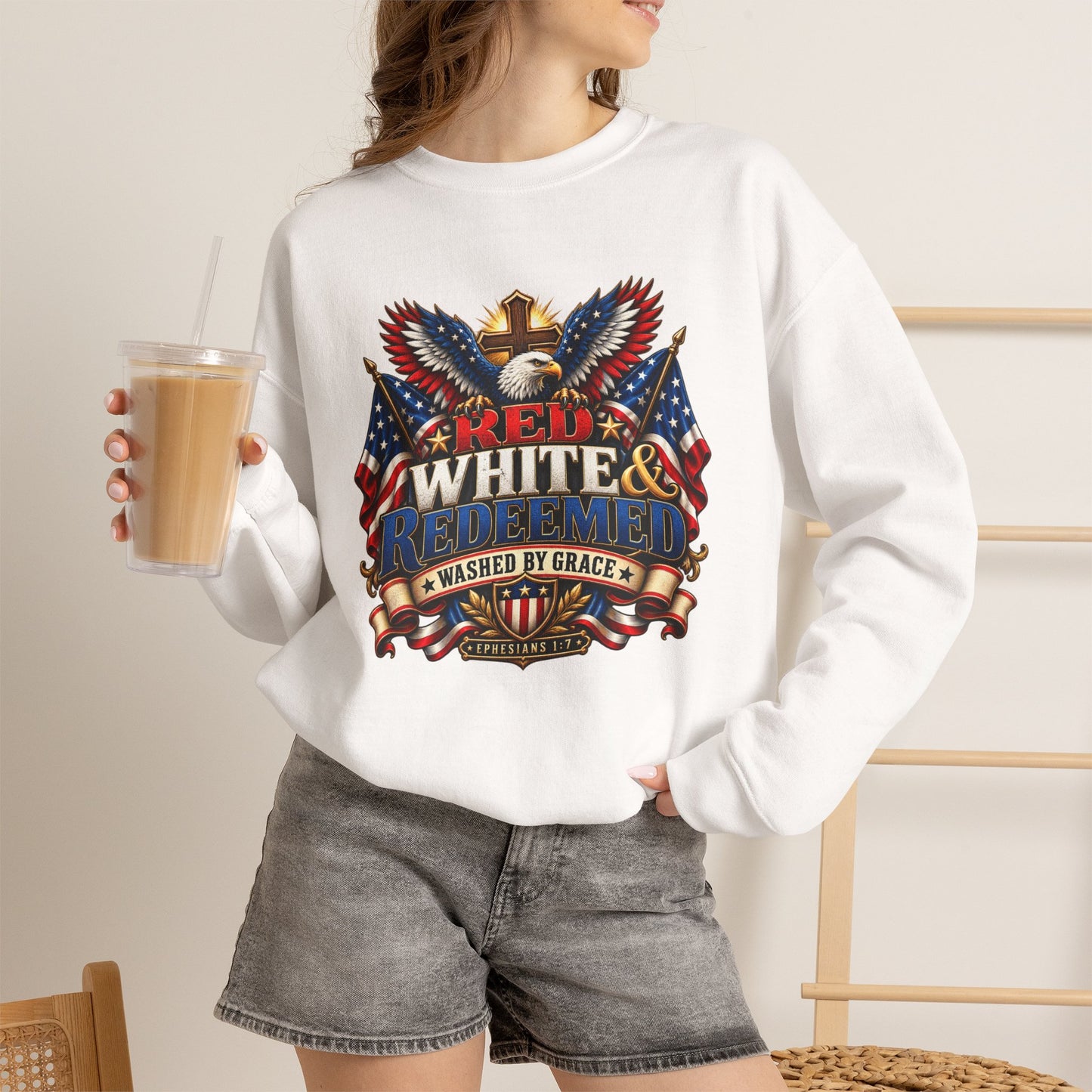 Red, White & Redeemed Christian Sweatshirt