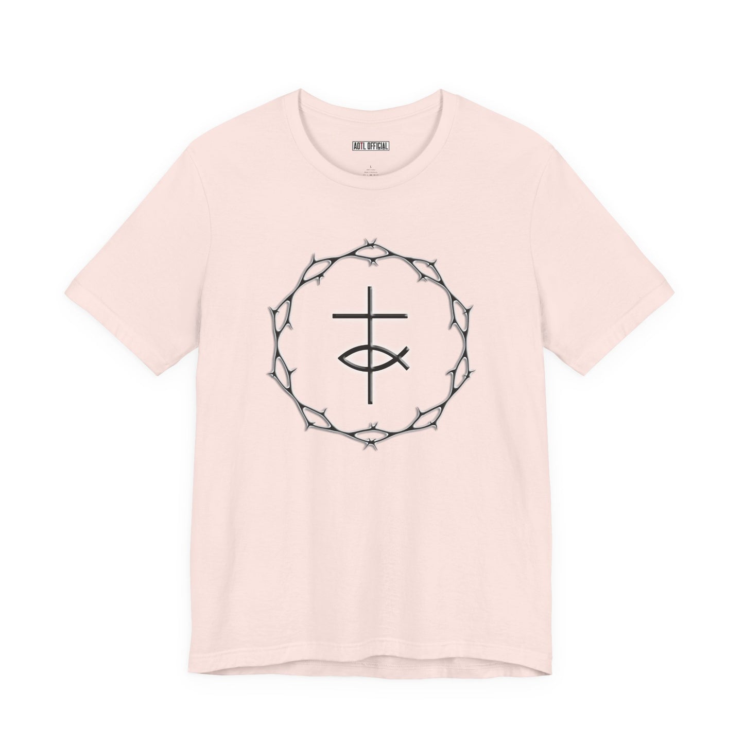 Circle of Thorns & Cross with Fish Unisex Jersey Short Sleeve Tee