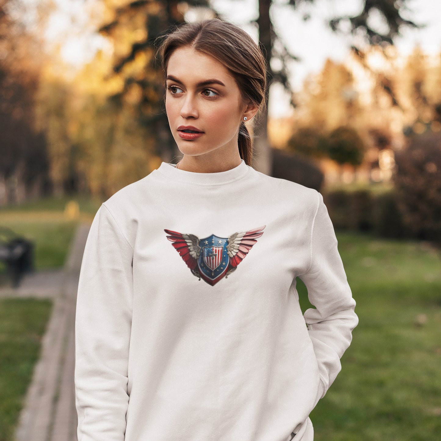3D Winged Shield Unisex Heavy Blend™ Crewneck Sweatshirt