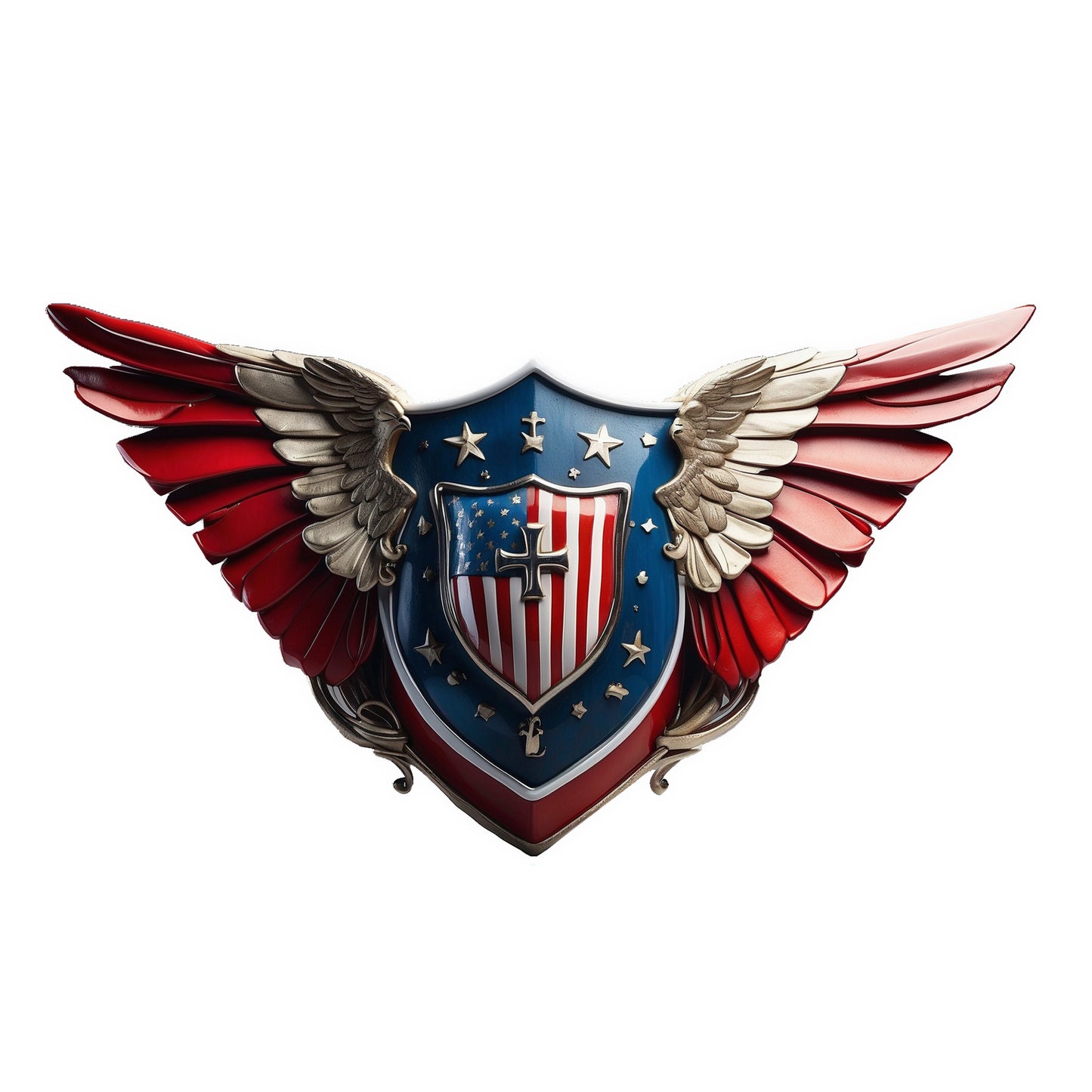 3D Winged Shield Christian Patriotic Unisex Short Sleeve Tee