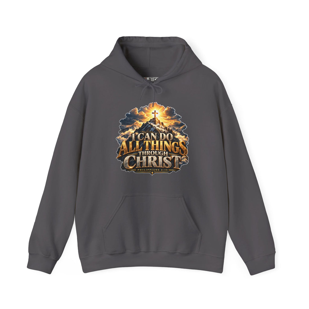 I Can Do All Things Through Christ – Philippians 4:13 Mountain Cross Design Christian Hoodie