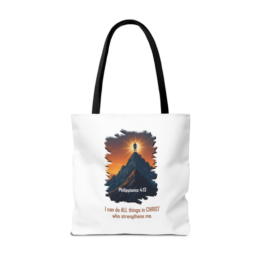 Declaring Your Destiny Blue and Gold logo/ Philippians 4:13 Christian Tote bag