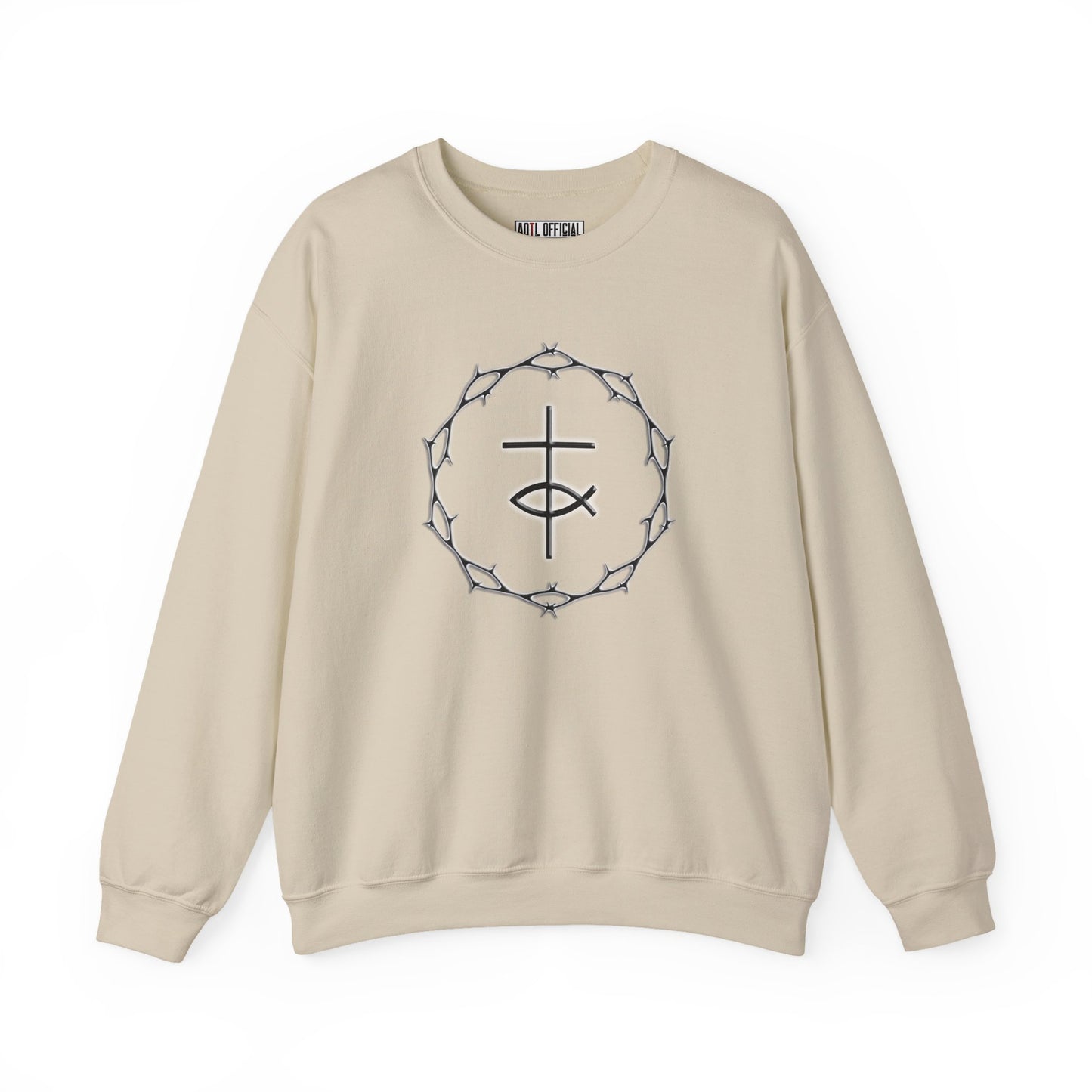 Circle of Thorns, Cross & Fish Unisex Heavy Blend™ Crewneck Sweatshirt
