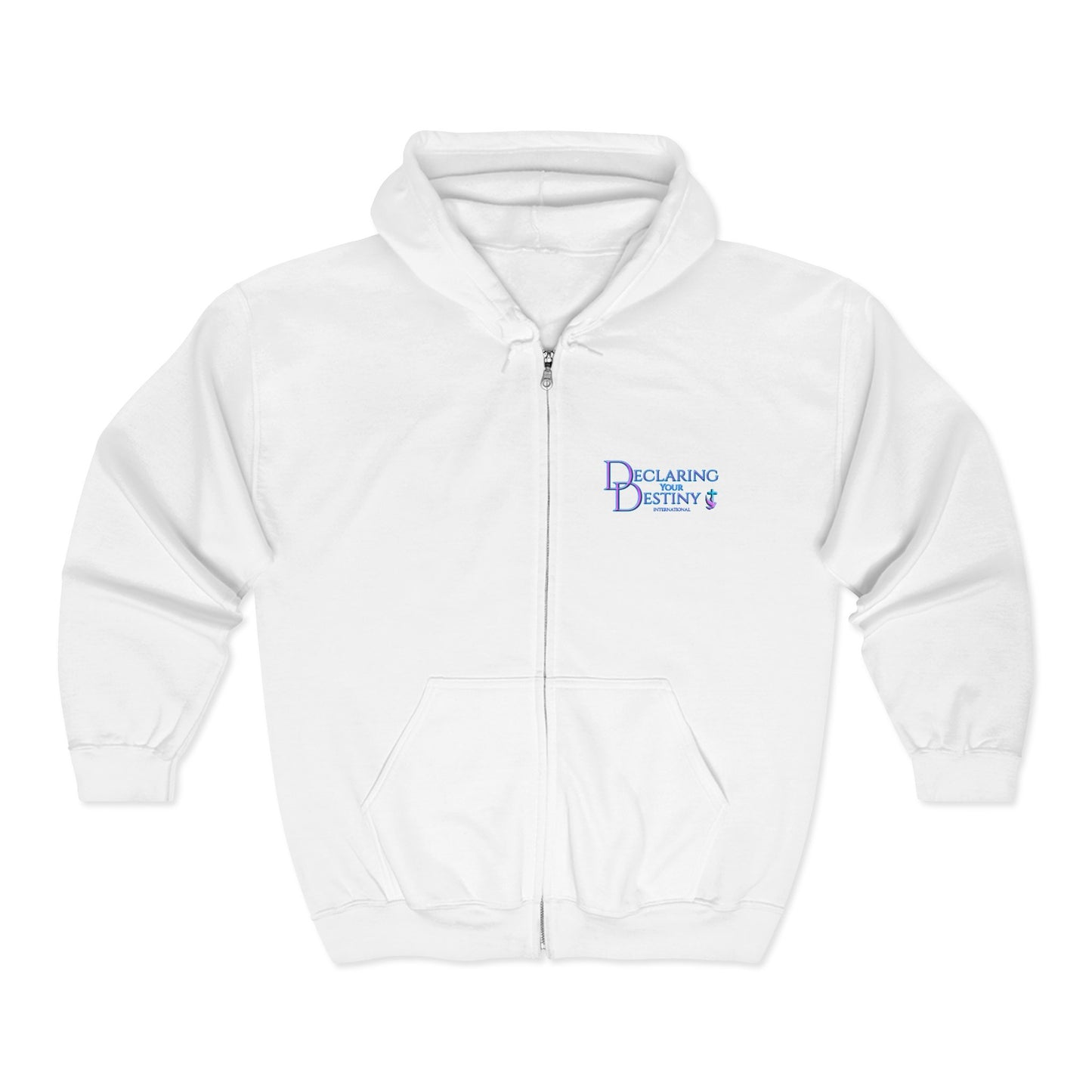 DYD  2 Sided Full-Zip Sweatshirt featuring the Purple/Teal Declaring Your Destiny logo