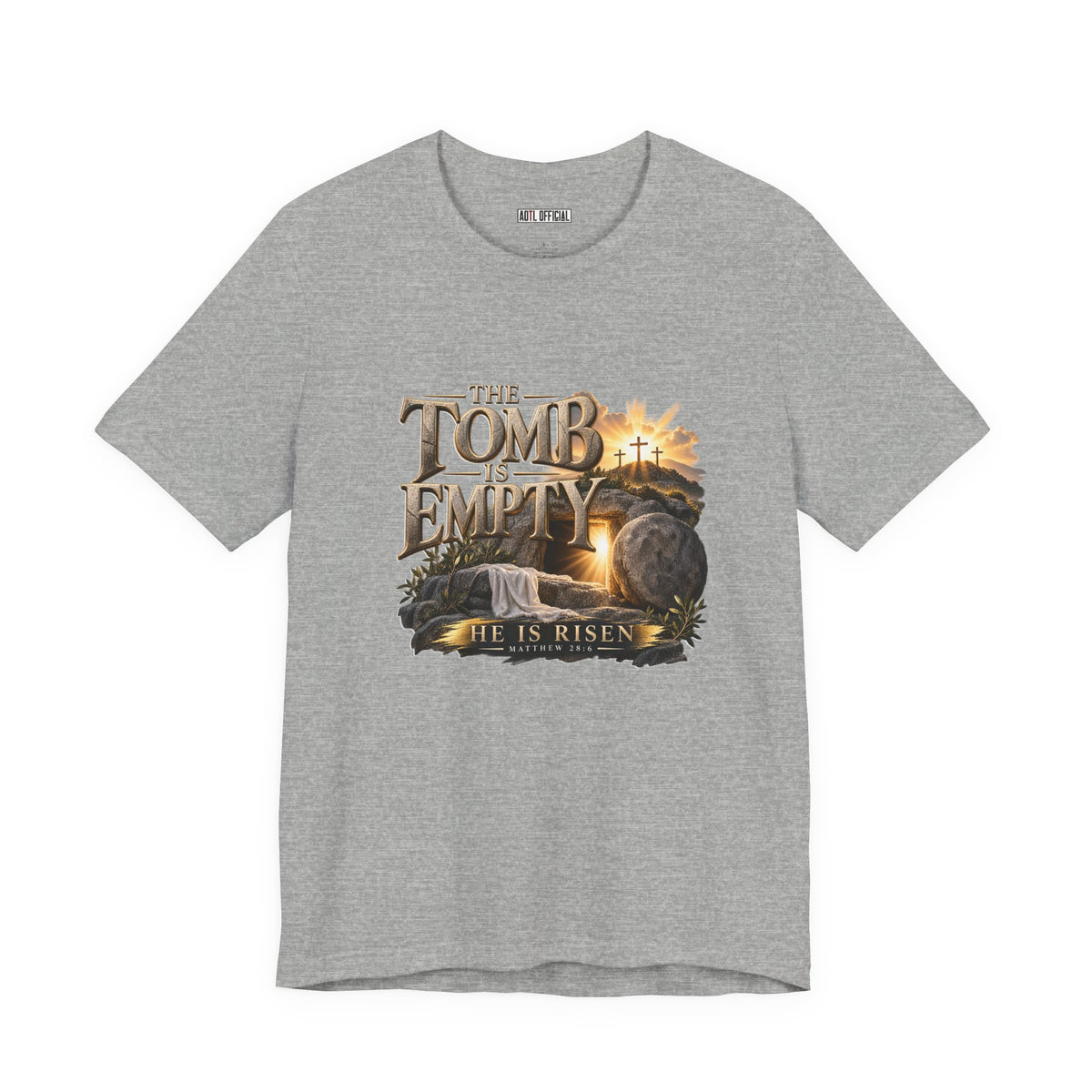 The Tomb Is Empty — Matthew 28:6 Christian T-shirt