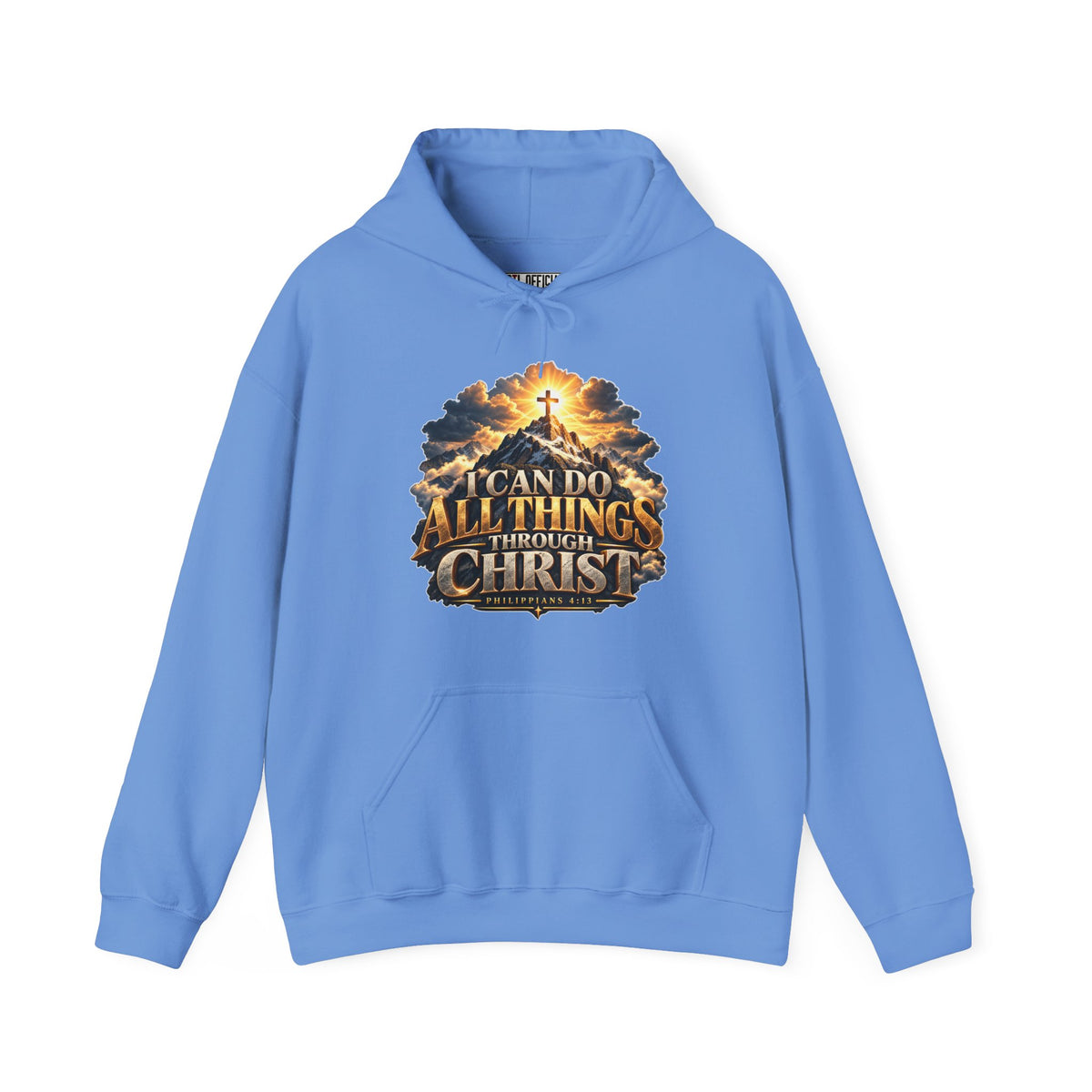 I Can Do All Things Through Christ – Philippians 4:13 Mountain Cross Design Christian Hoodie