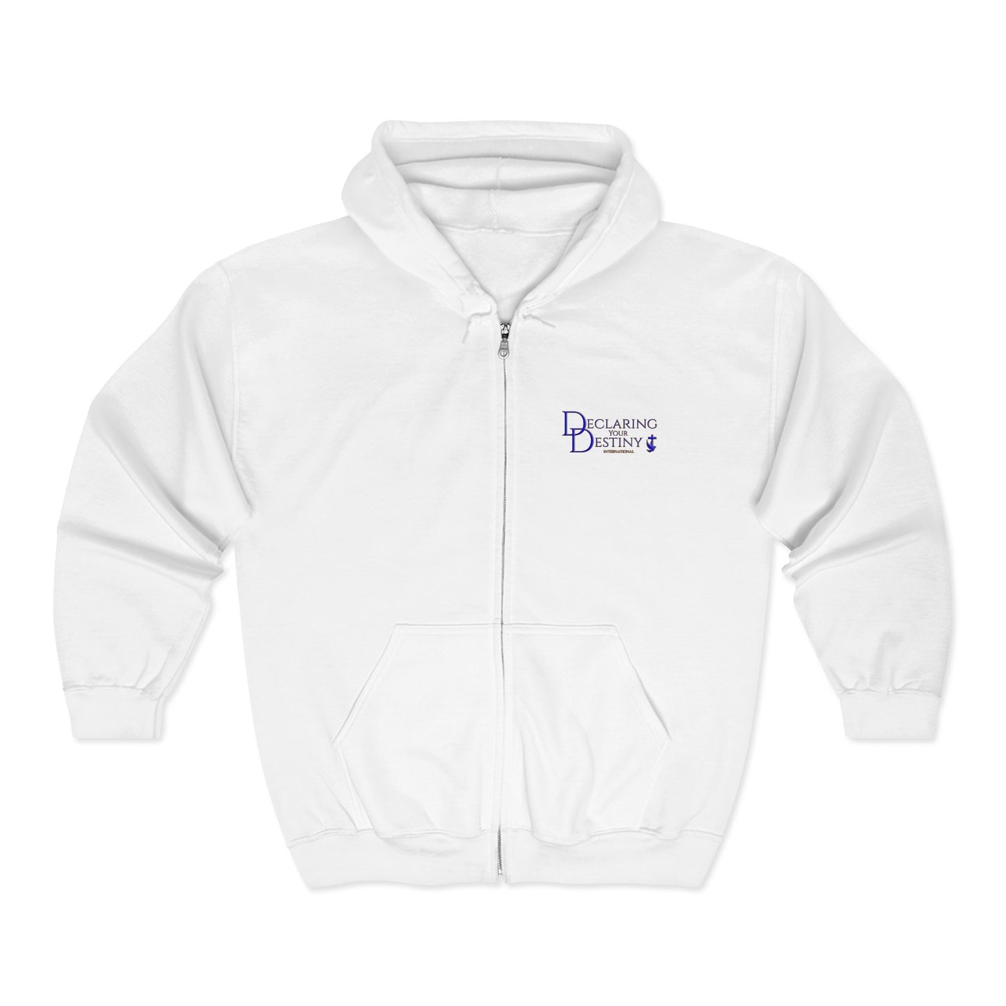 DYD  Single Sided Full-Zip Sweatshirt featuring the Blue/Gold Declaring Your Destiny logo