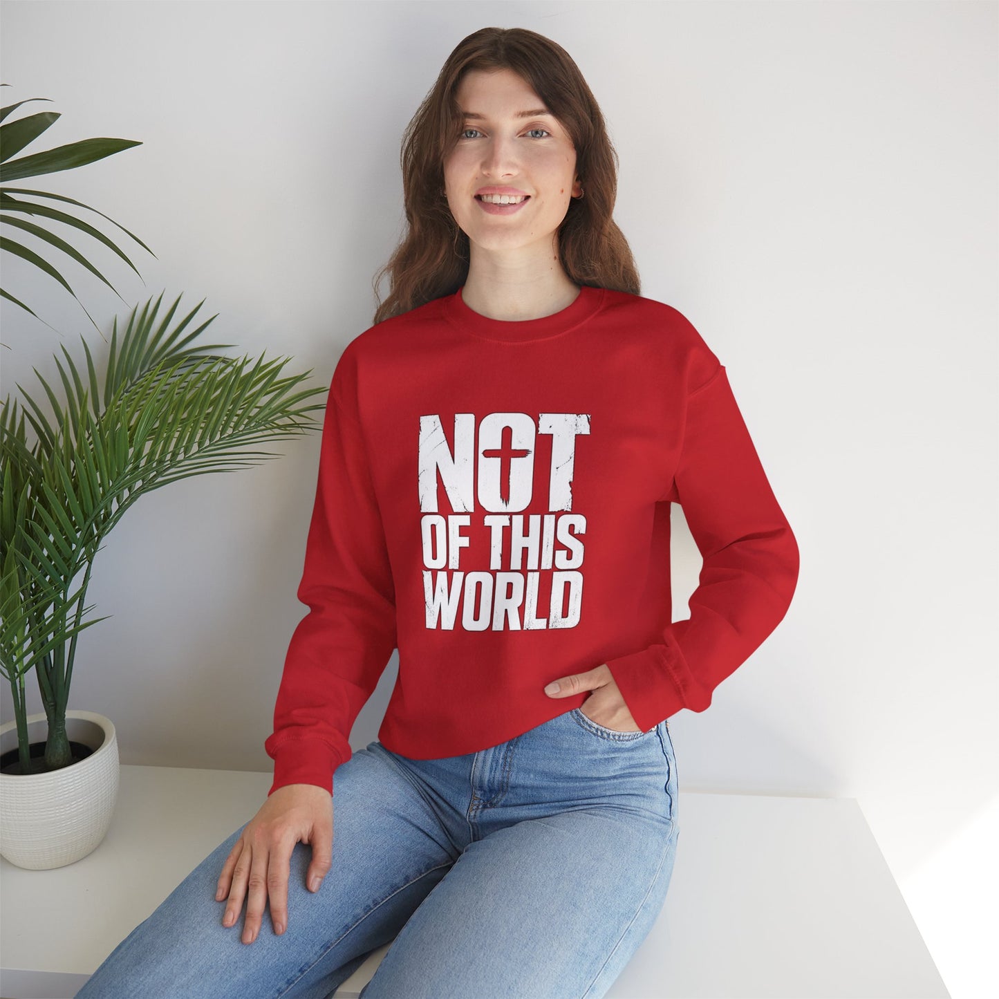 Not Of This World White Text Christian Sweatshirt