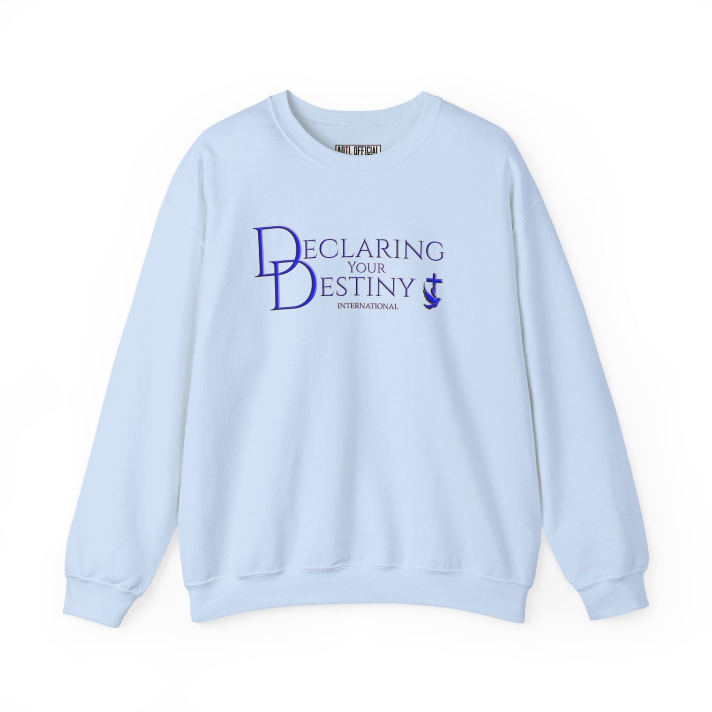 Declaring Your Destiny Blue & Gold Logo/ Romans 8:31 Unisex Heavy Blend™ Crewneck Sweatshirt
