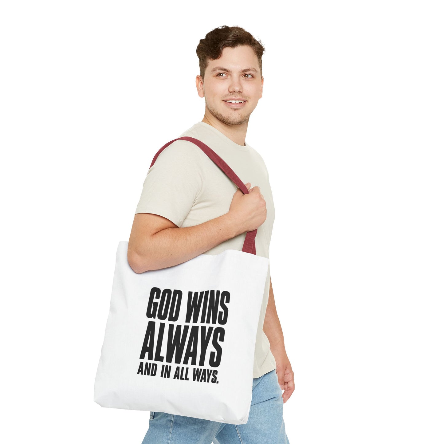 God Wins Always Christian Tote Bag