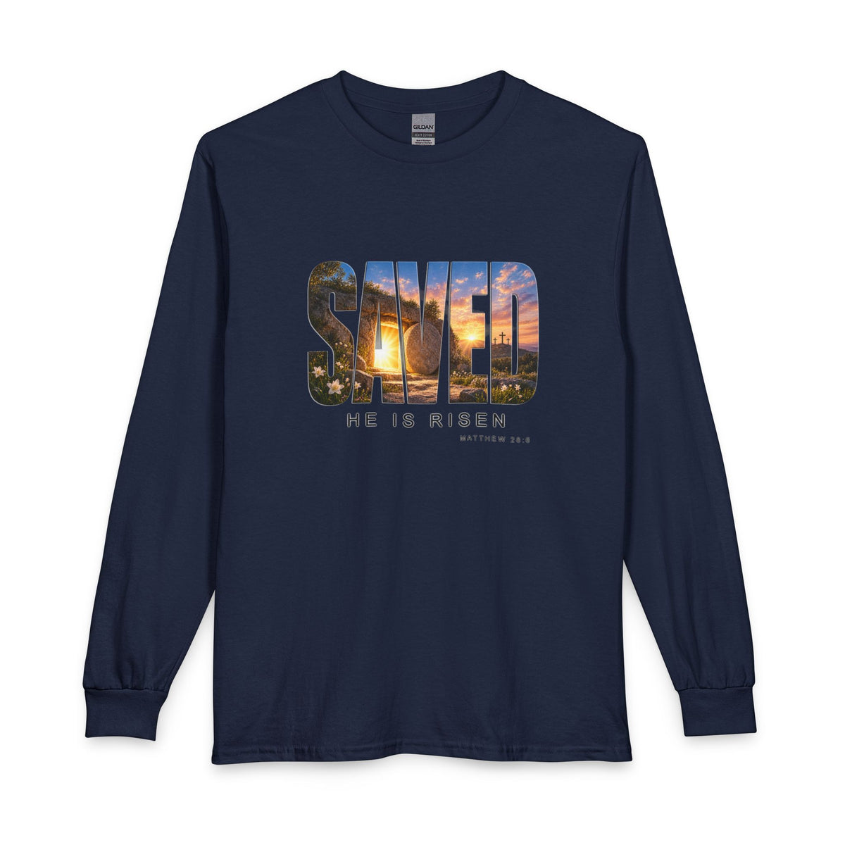 Saved-He Is Risen Christian Long Sleeve Shirt