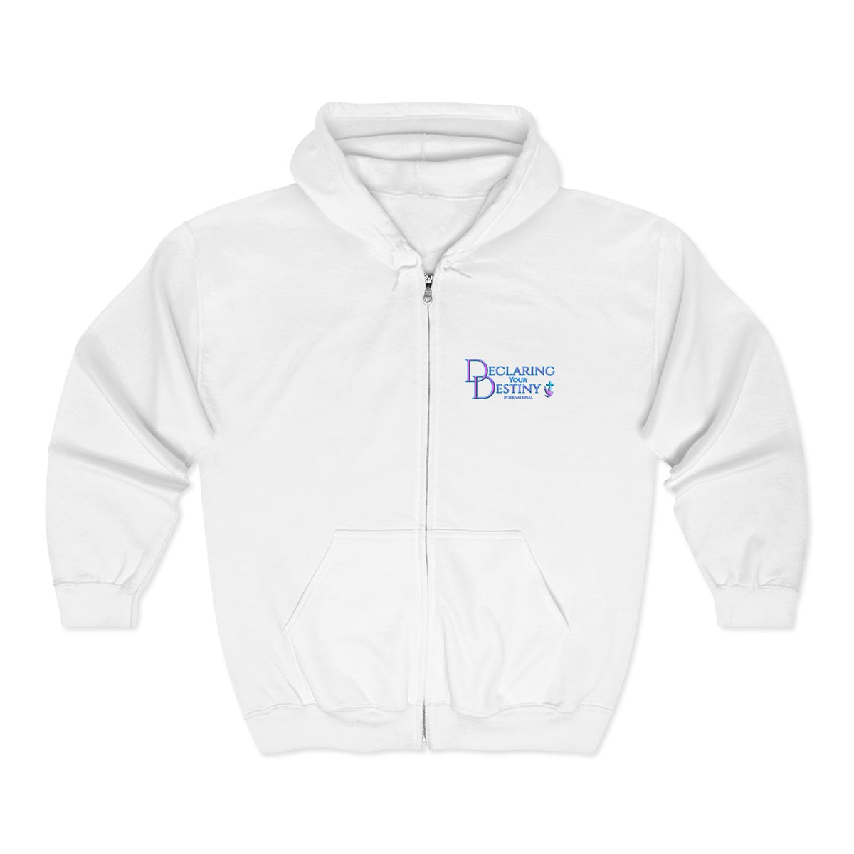 DYD  2 Sided Full-Zip Sweatshirt featuring the Purple/Teal Declaring Your Destiny logo