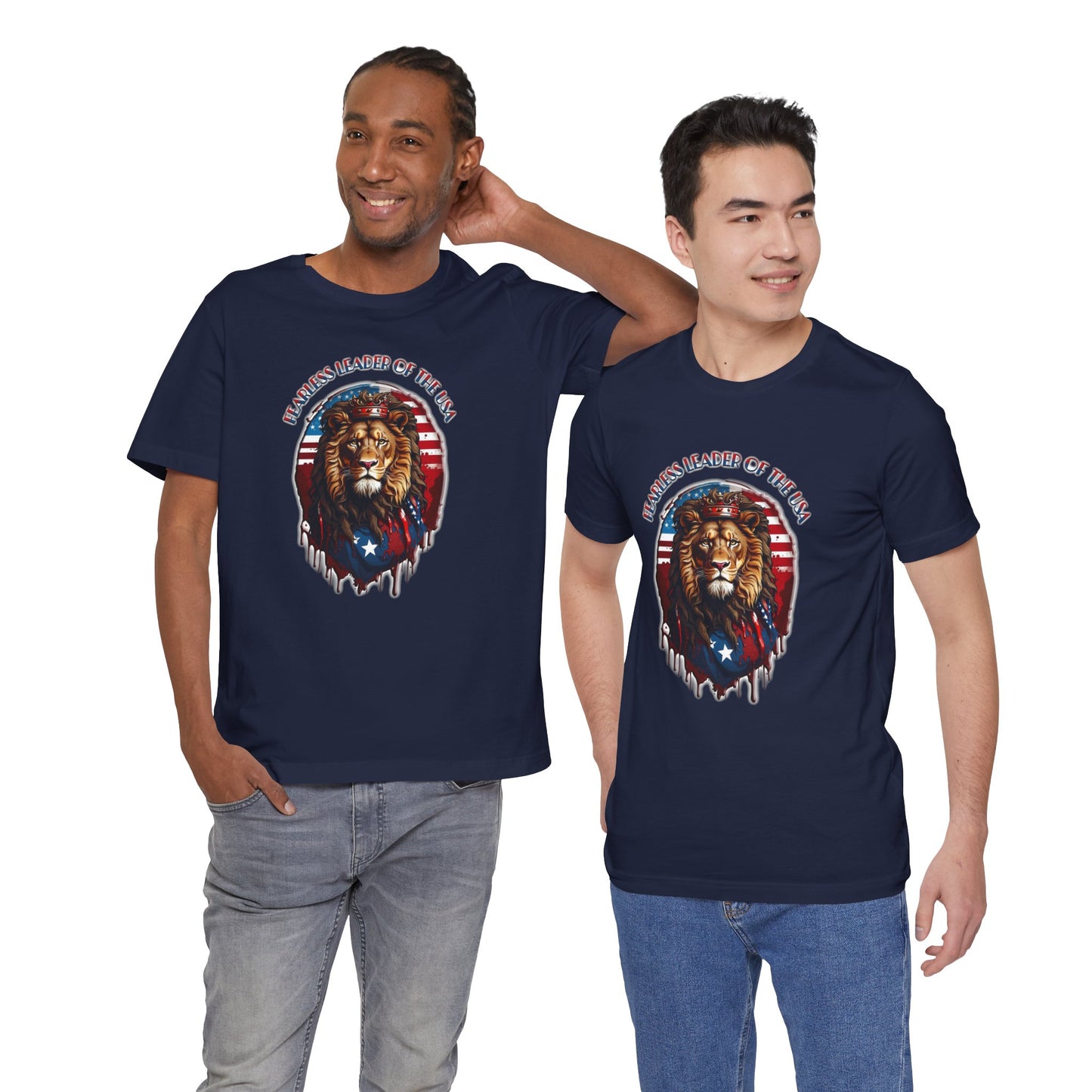 Lion of Judah: Fearless Leader of Faith Patriotic Christian Unisex Short Sleeve Tee
