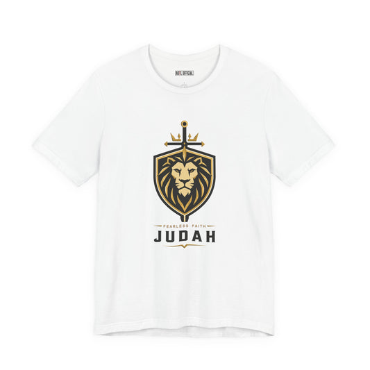 Judah — Fearless Faith Christian T-shirt. Wear a statement of fearless faith, rooted in the strength and authority of the Lion of Judah. 