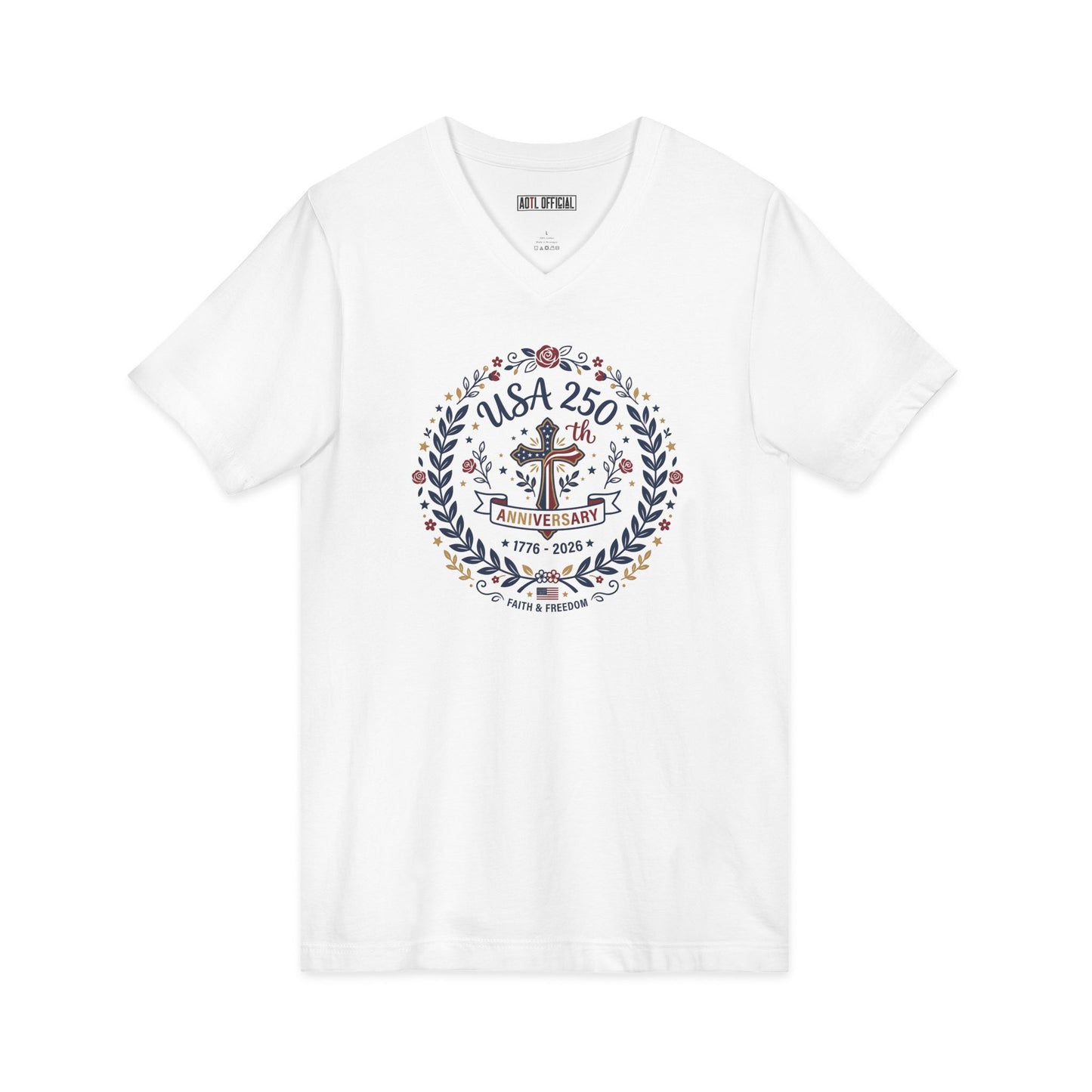 Ladies USA 250th Anniversary  V-Neck Tee