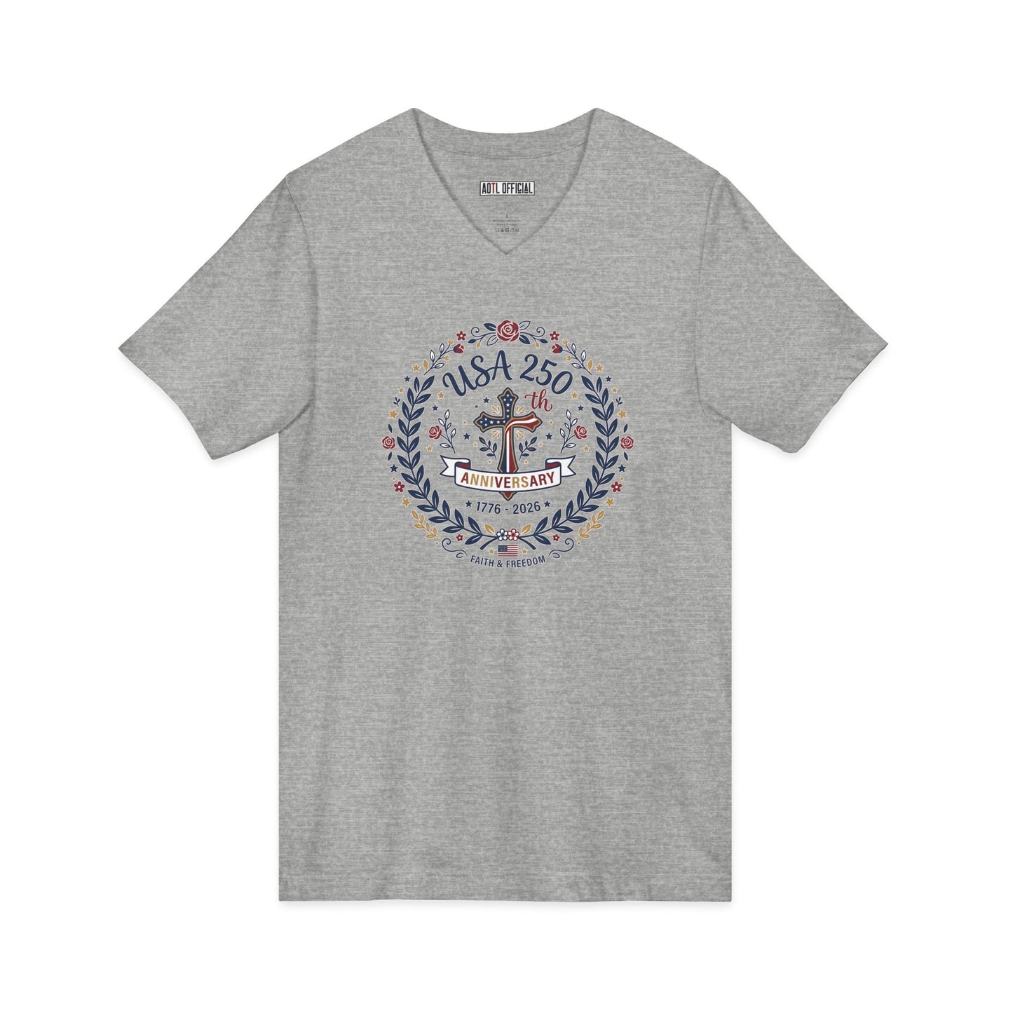 Ladies USA 250th Anniversary  V-Neck Tee