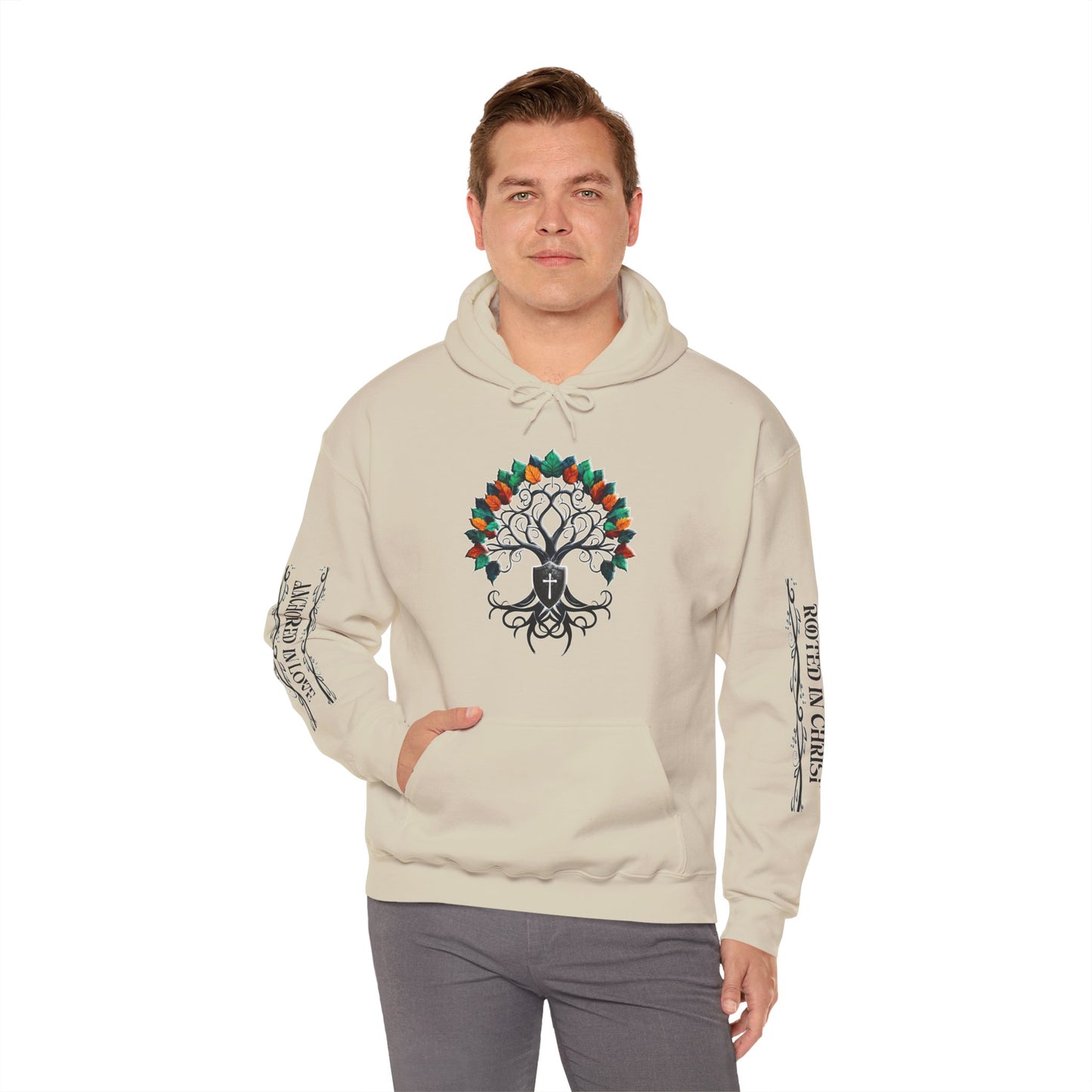 Planted In Grace With Powerful Sleeve Message Unisex Heavy Blend™ Hooded Sweatshirt