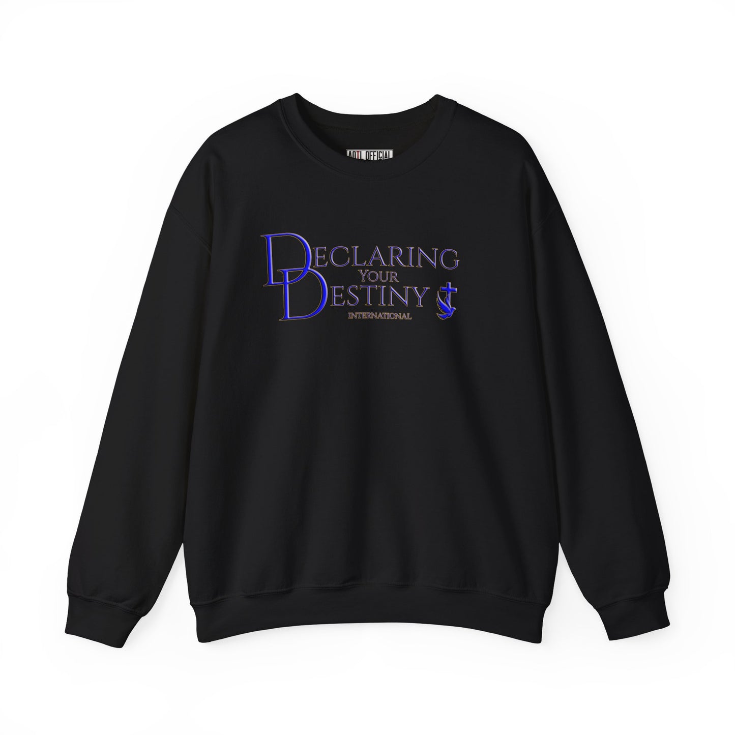 Declaring Your Destiny Blue & Gold Logo/ Romans 8:31 Unisex Heavy Blend™ Crewneck Sweatshirt