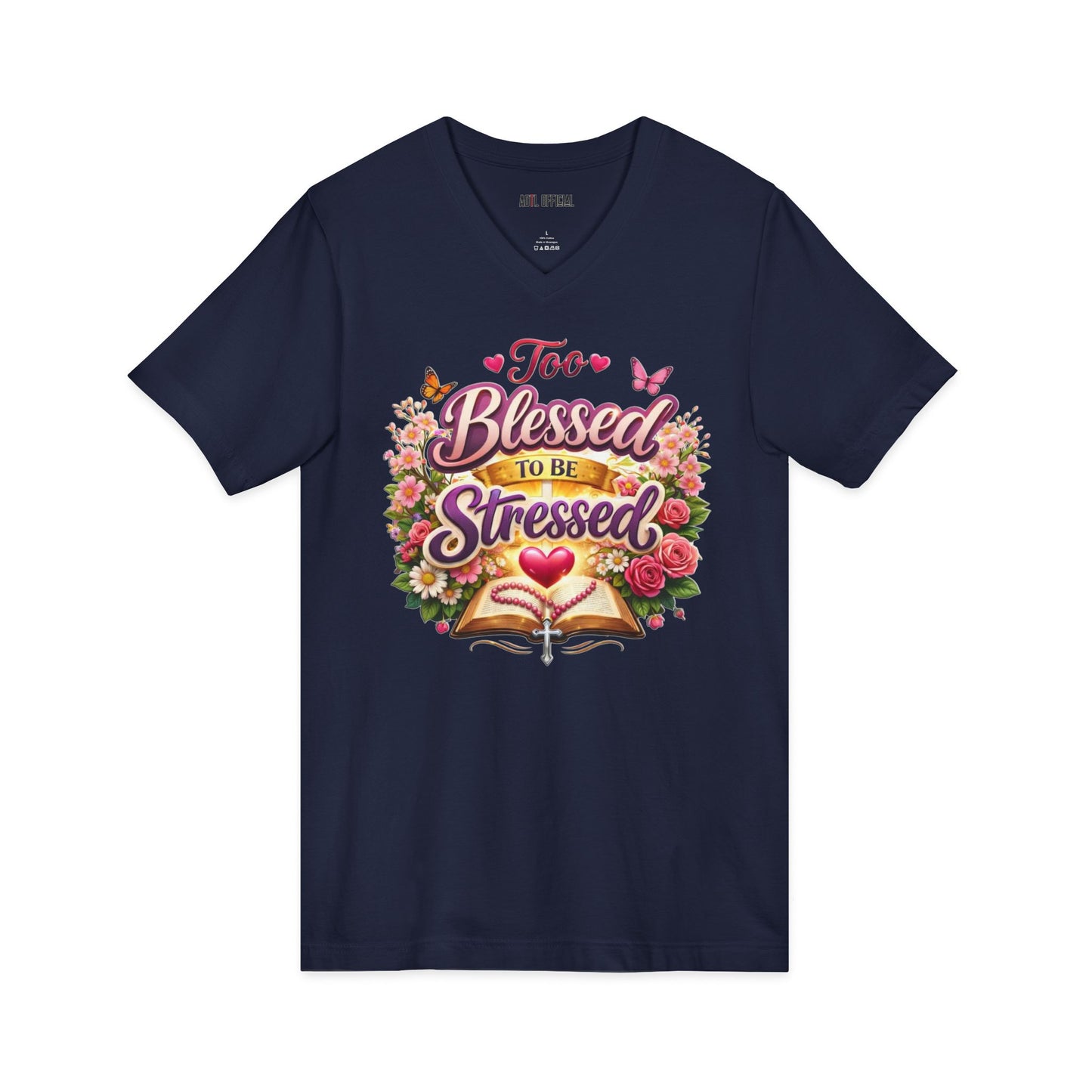 Too Blessed To Be Stressed Nature Edition  V-Neck Tee